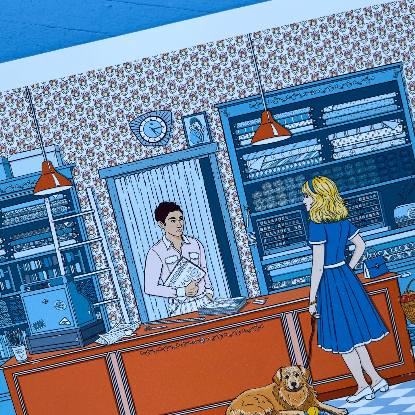 At the haberdashery shop art print