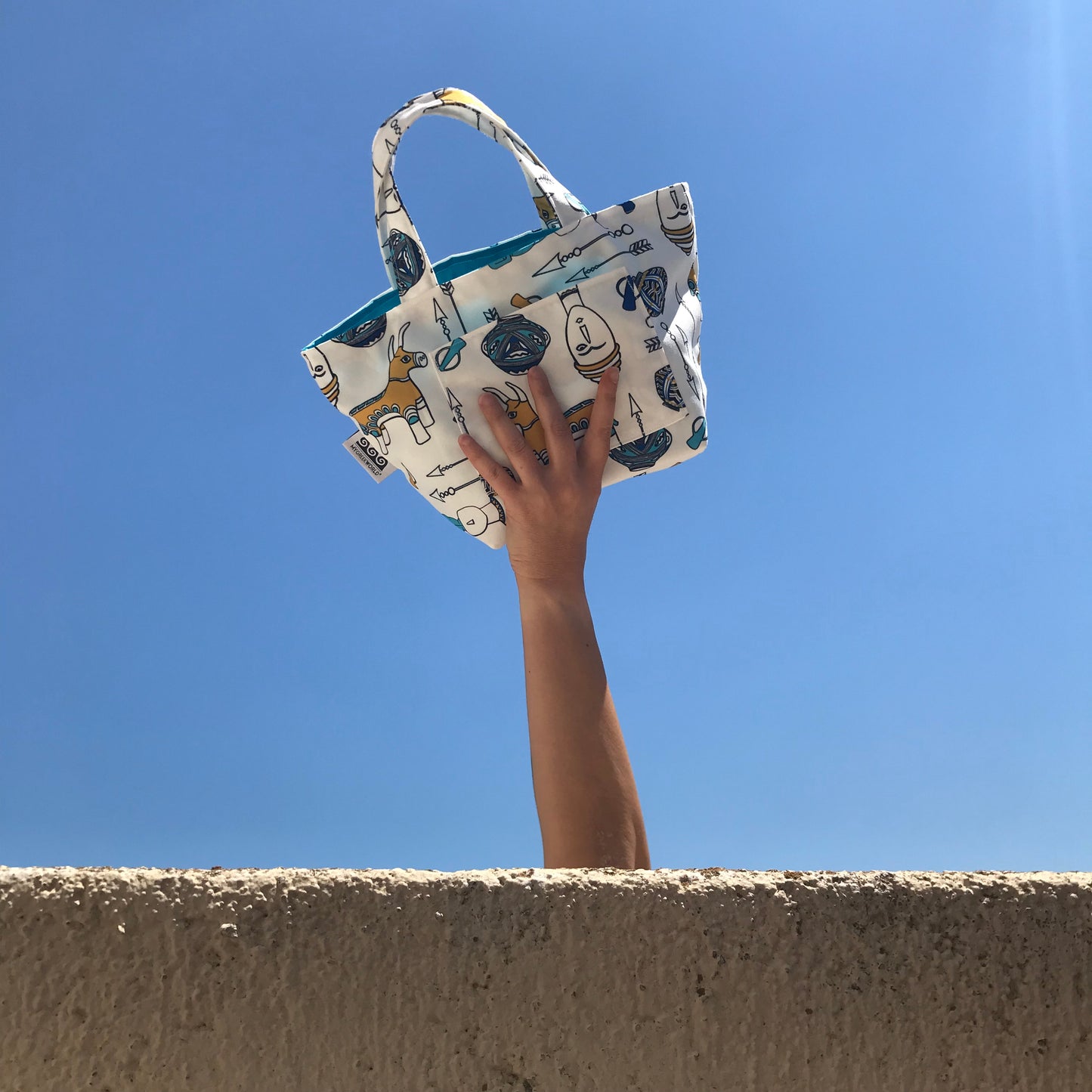 Cycladic figures handbag and purse