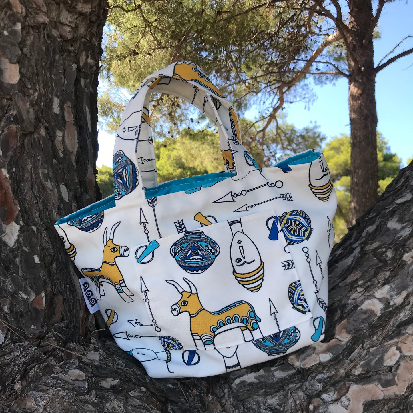 Cycladic figures handbag and purse