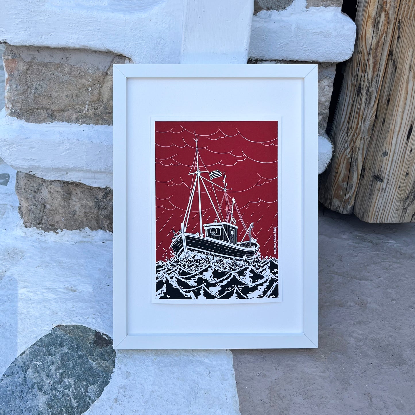 Boat in the tempest art print