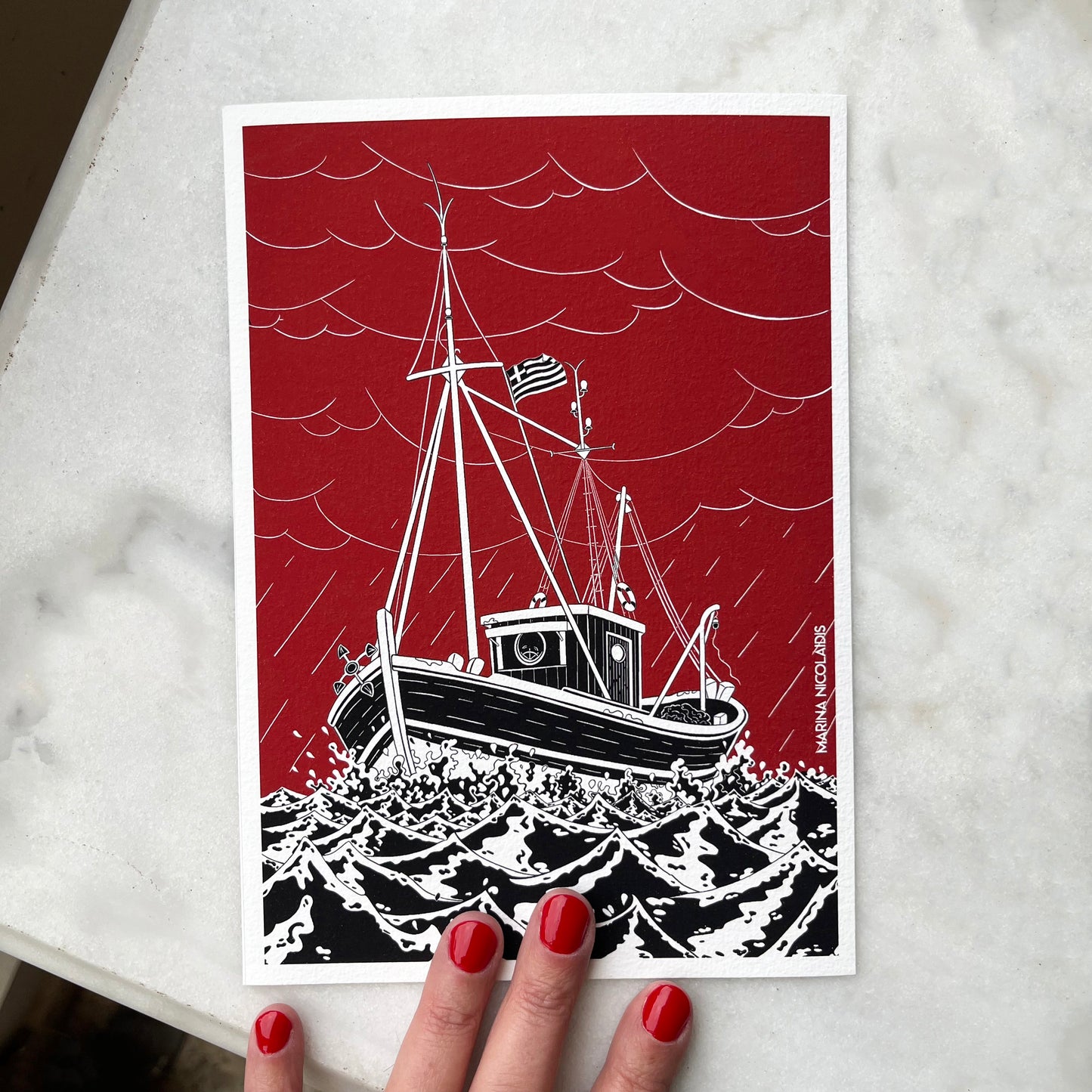 Boat in the tempest art print