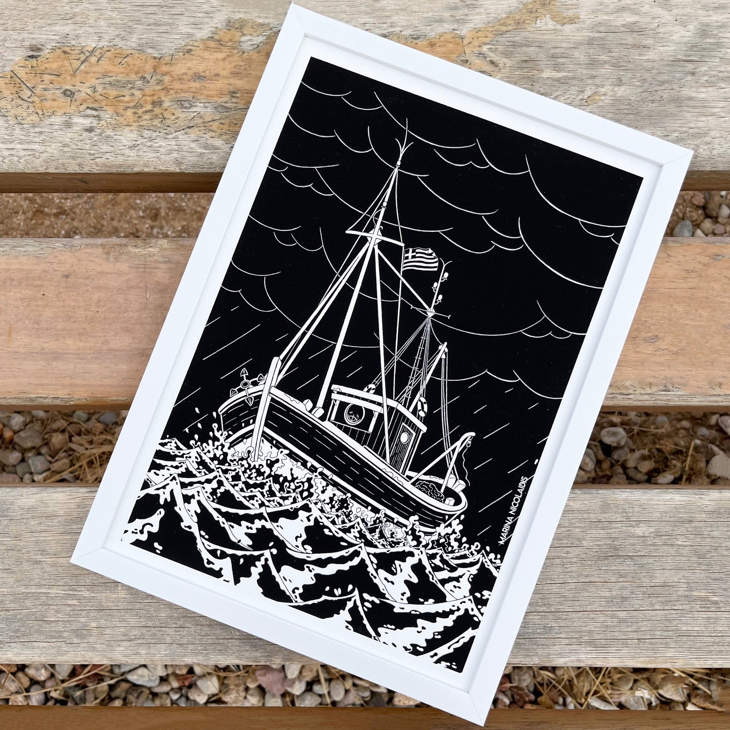 Boat in the tempest art print