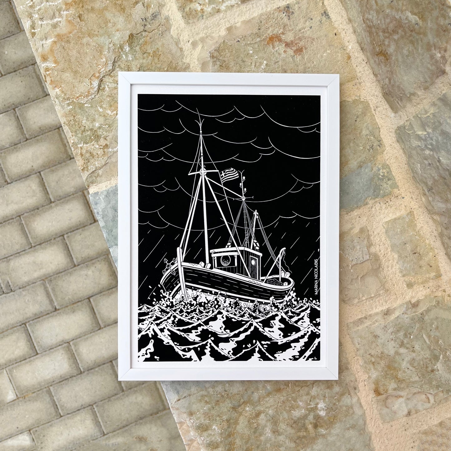 Boat in the tempest art print