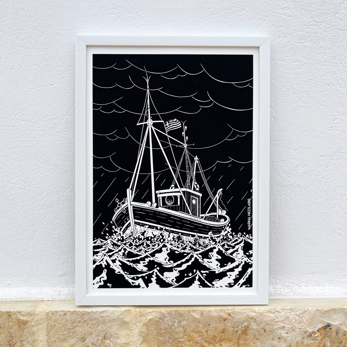 Boat in the tempest art print