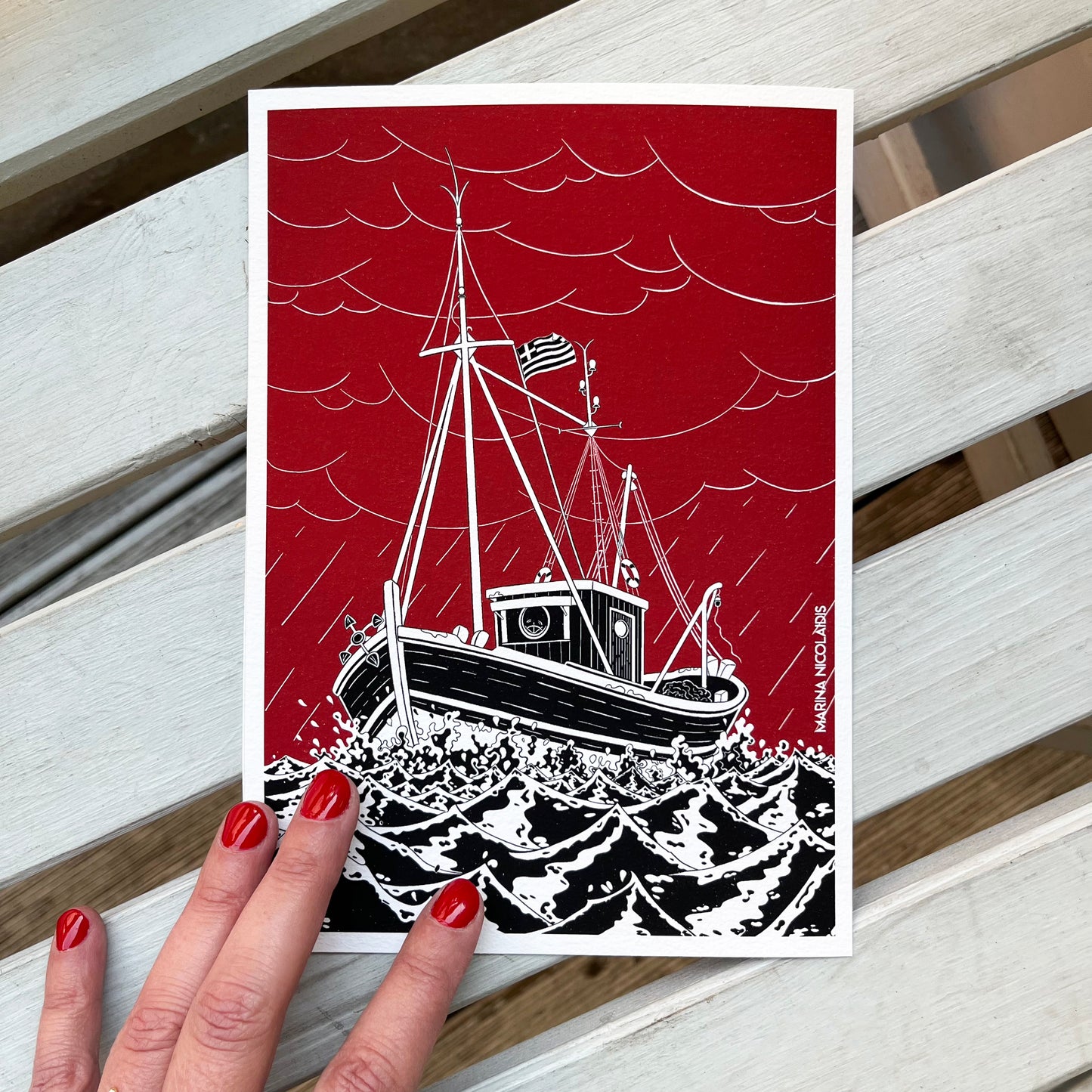 Boat in the tempest art print