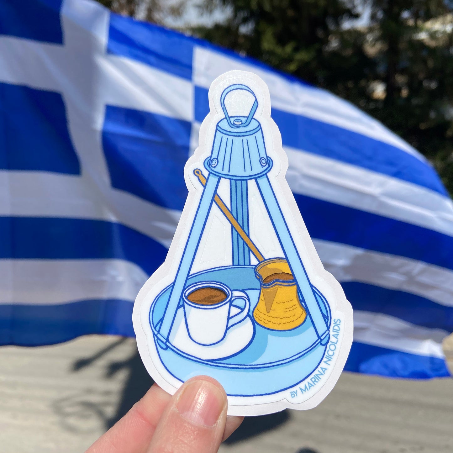 Greek coffee sticker