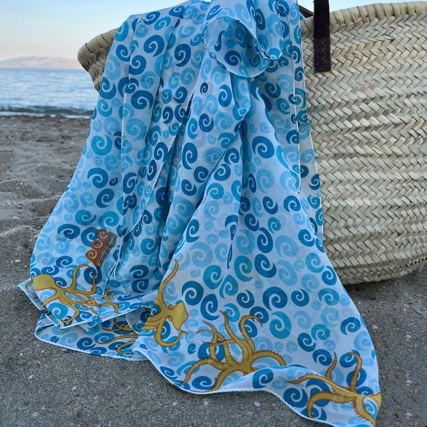 Greek silk pareo Octopus