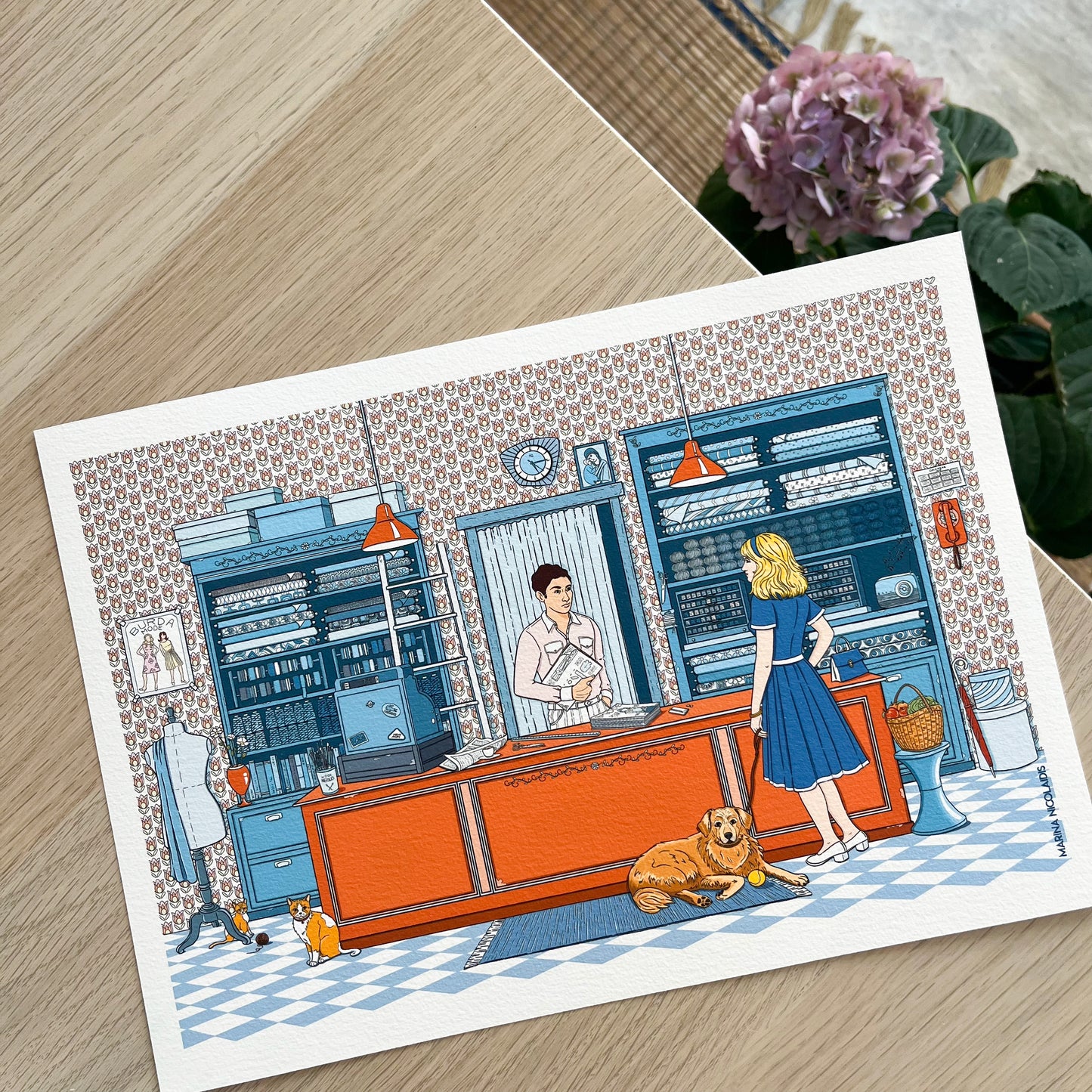 At the haberdashery shop art print