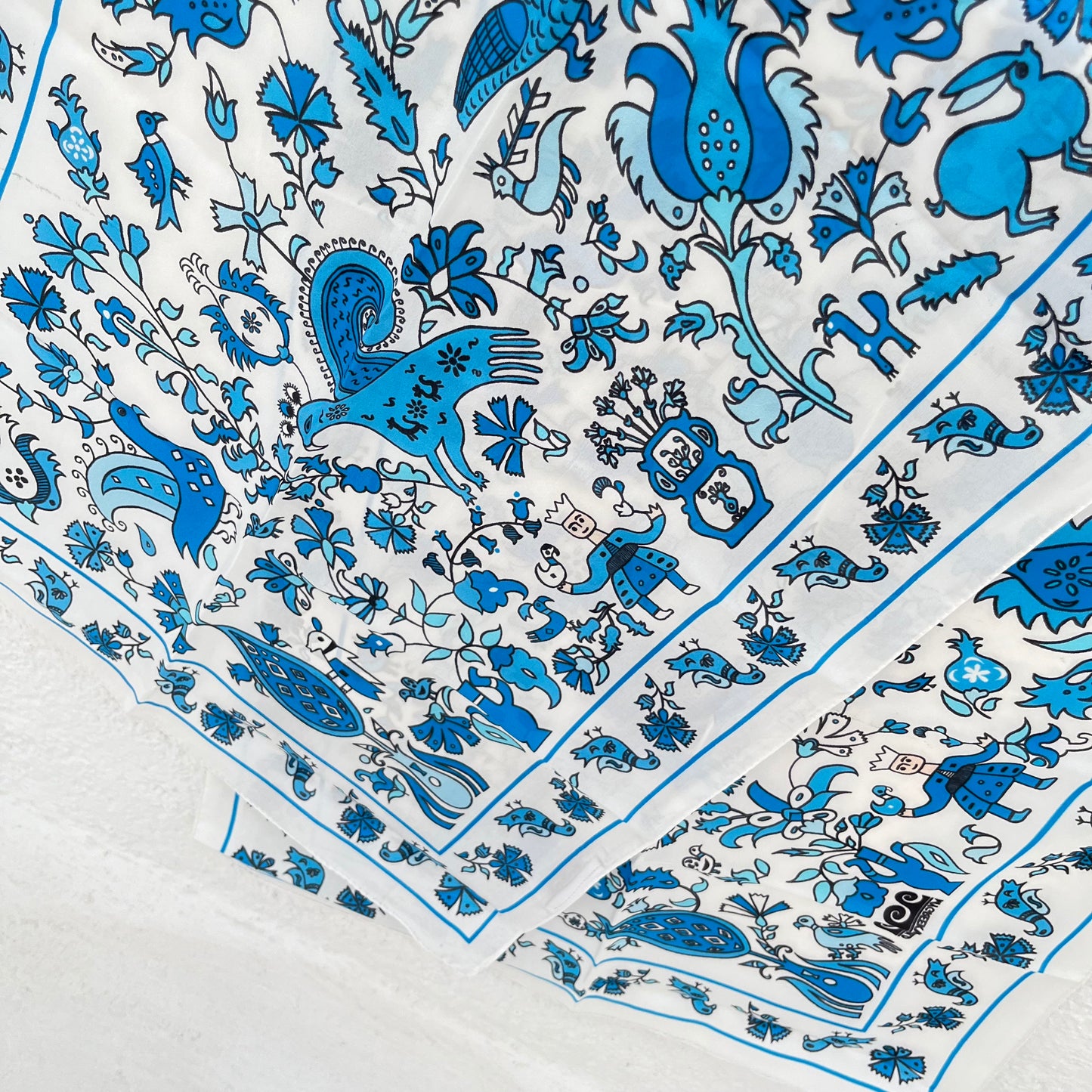 Long silk scarf with traditional folk greek pattern