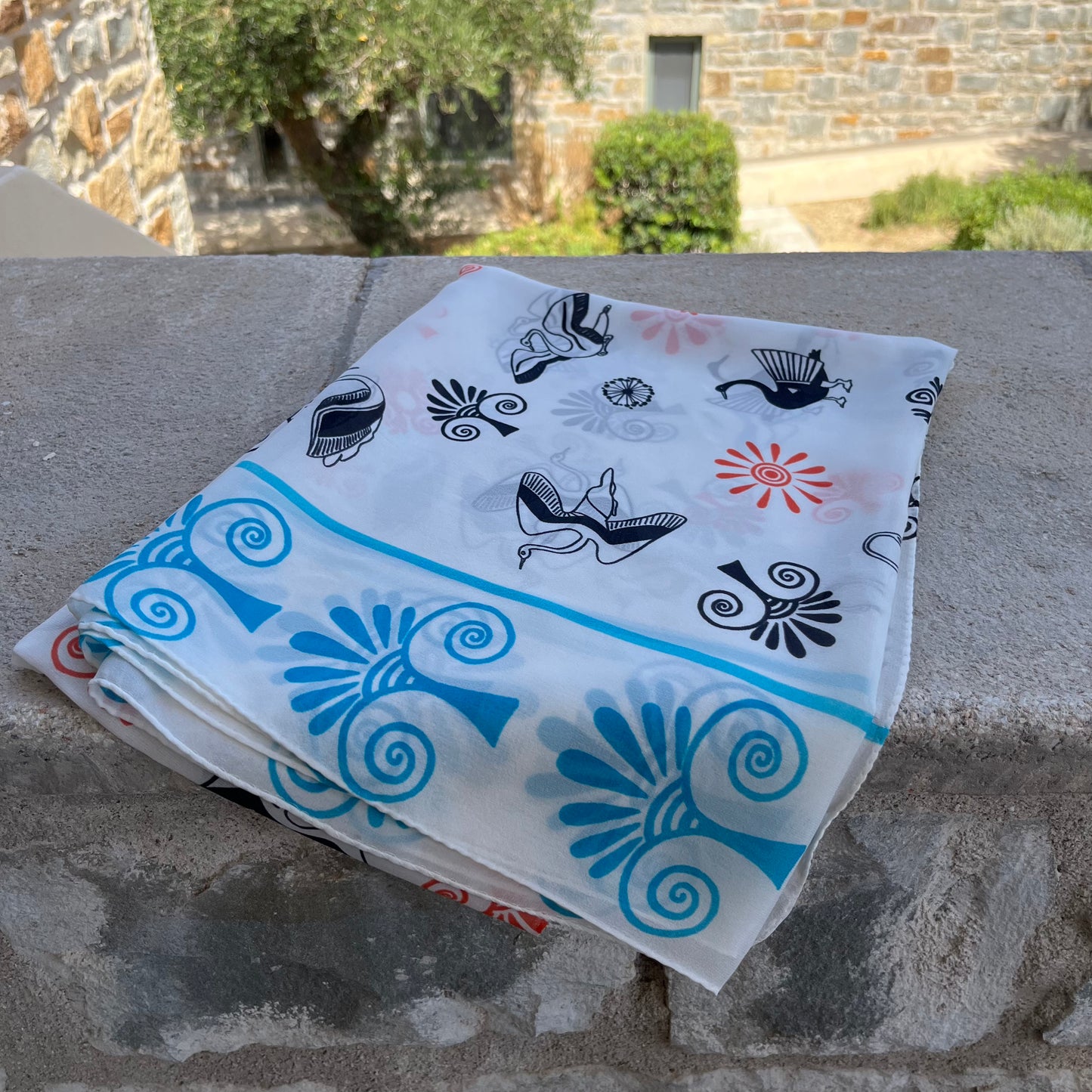Greek silk pareo Swans