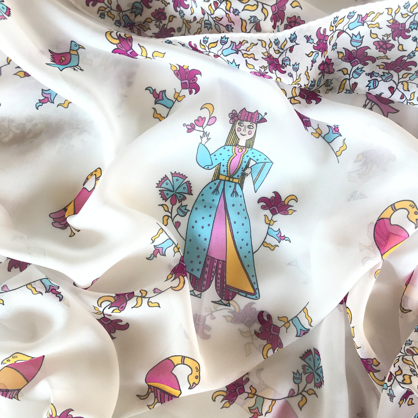 Greek silk pareo Geese girl