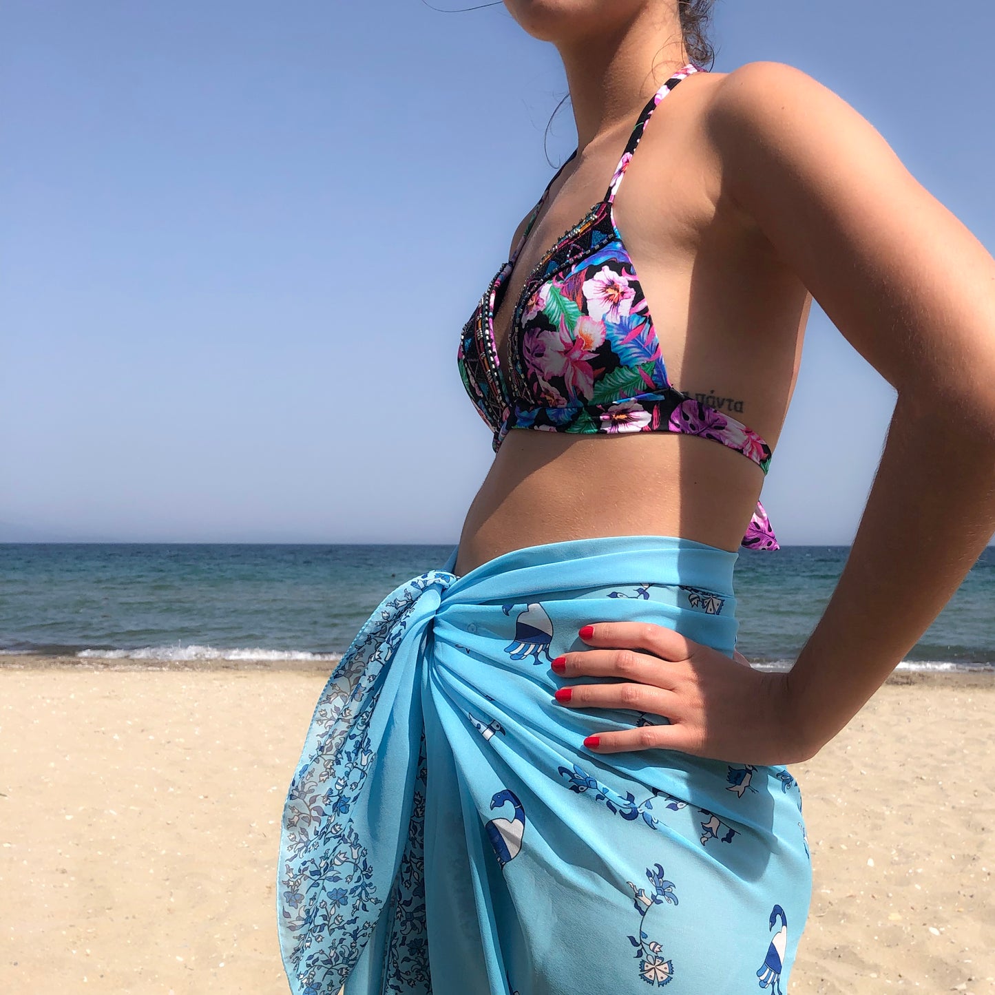 Greek silk pareo Geese girl