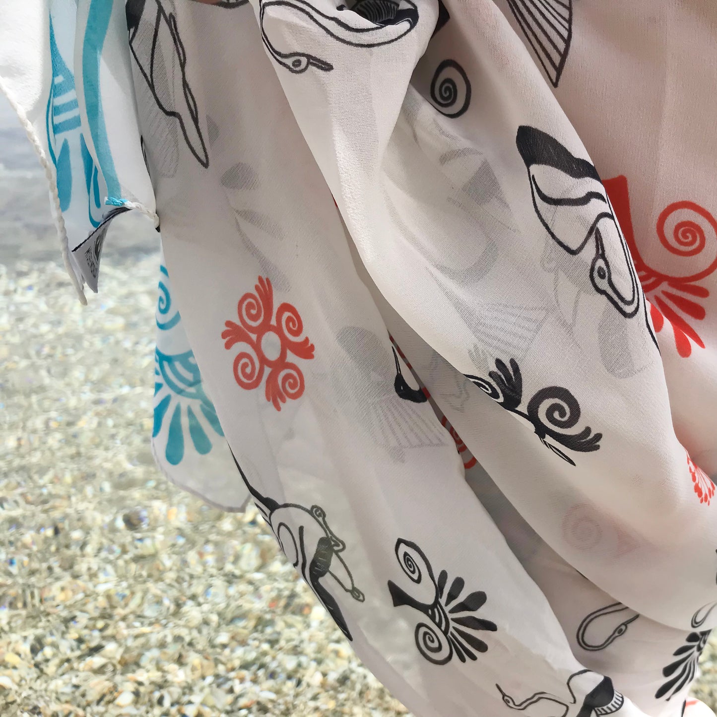 Greek silk pareo Swans