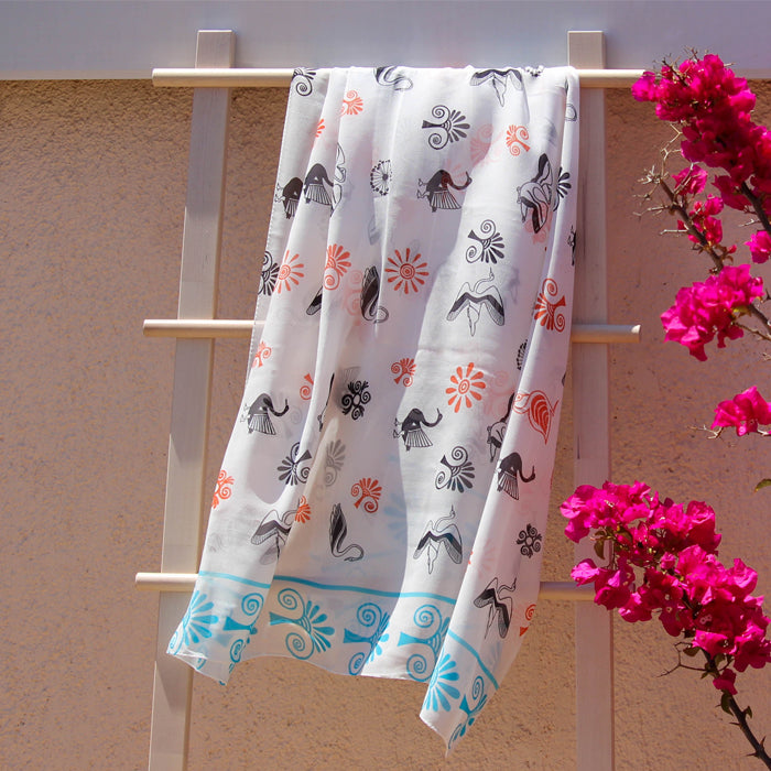 Greek silk pareo Swans