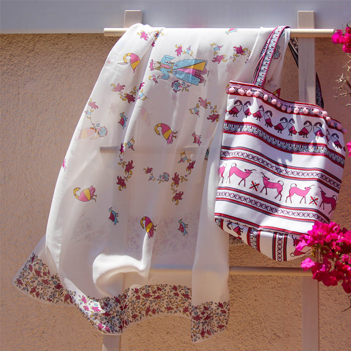 Greek silk pareo Geese girl