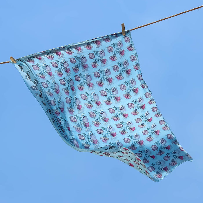 Greek silk pareo Eyes & Flowers