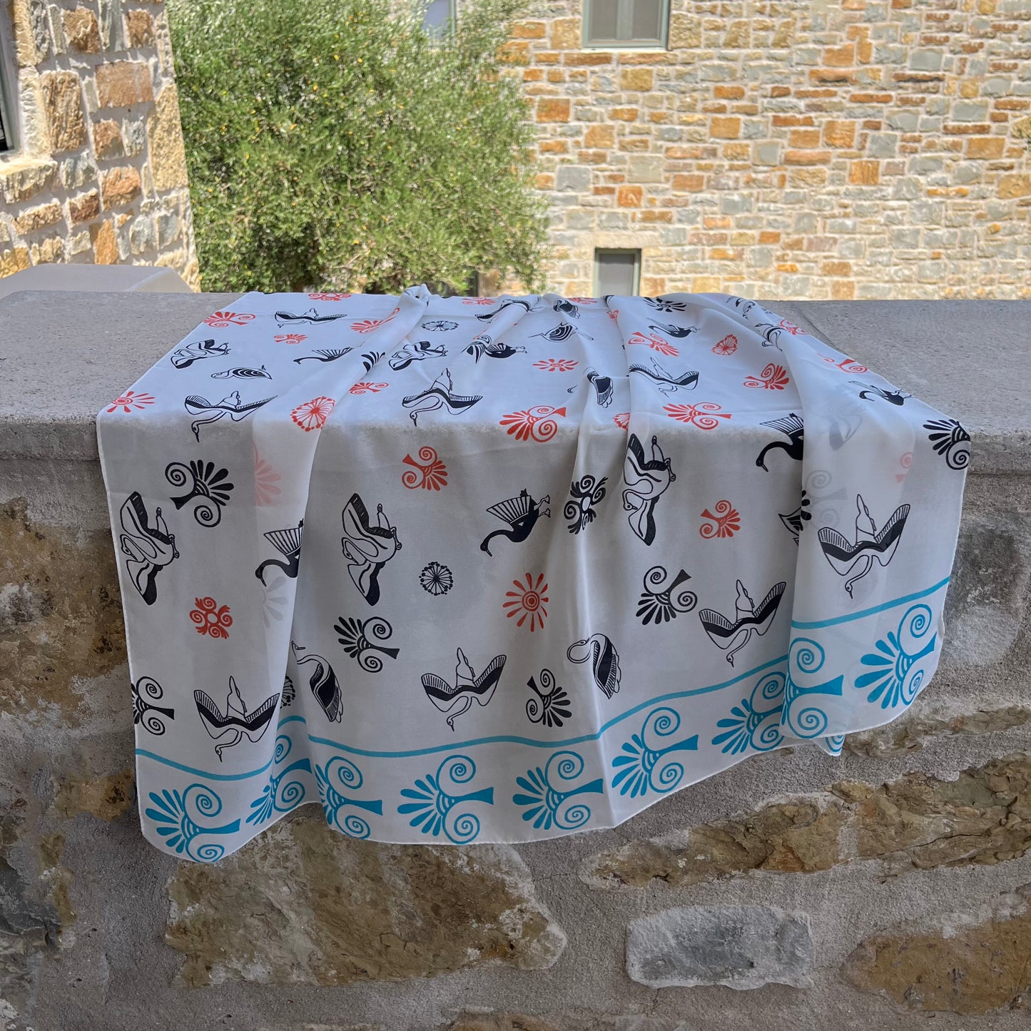 Greek silk pareo Swans