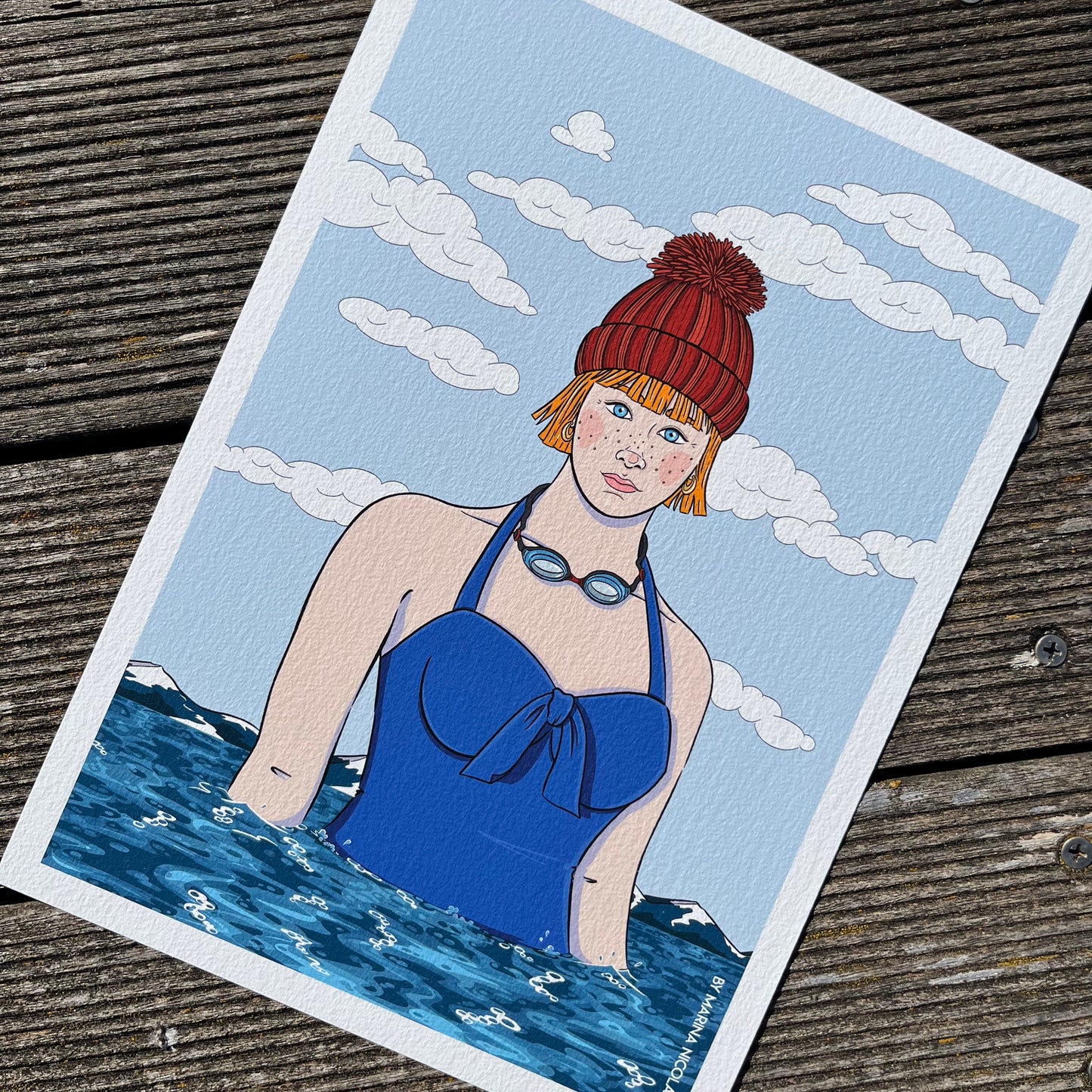 Winter swimmer art print