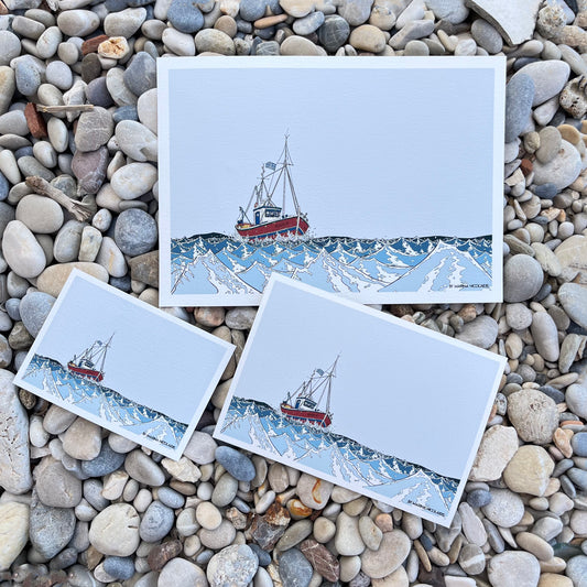 Fishing Boat in a Wild Sea art print