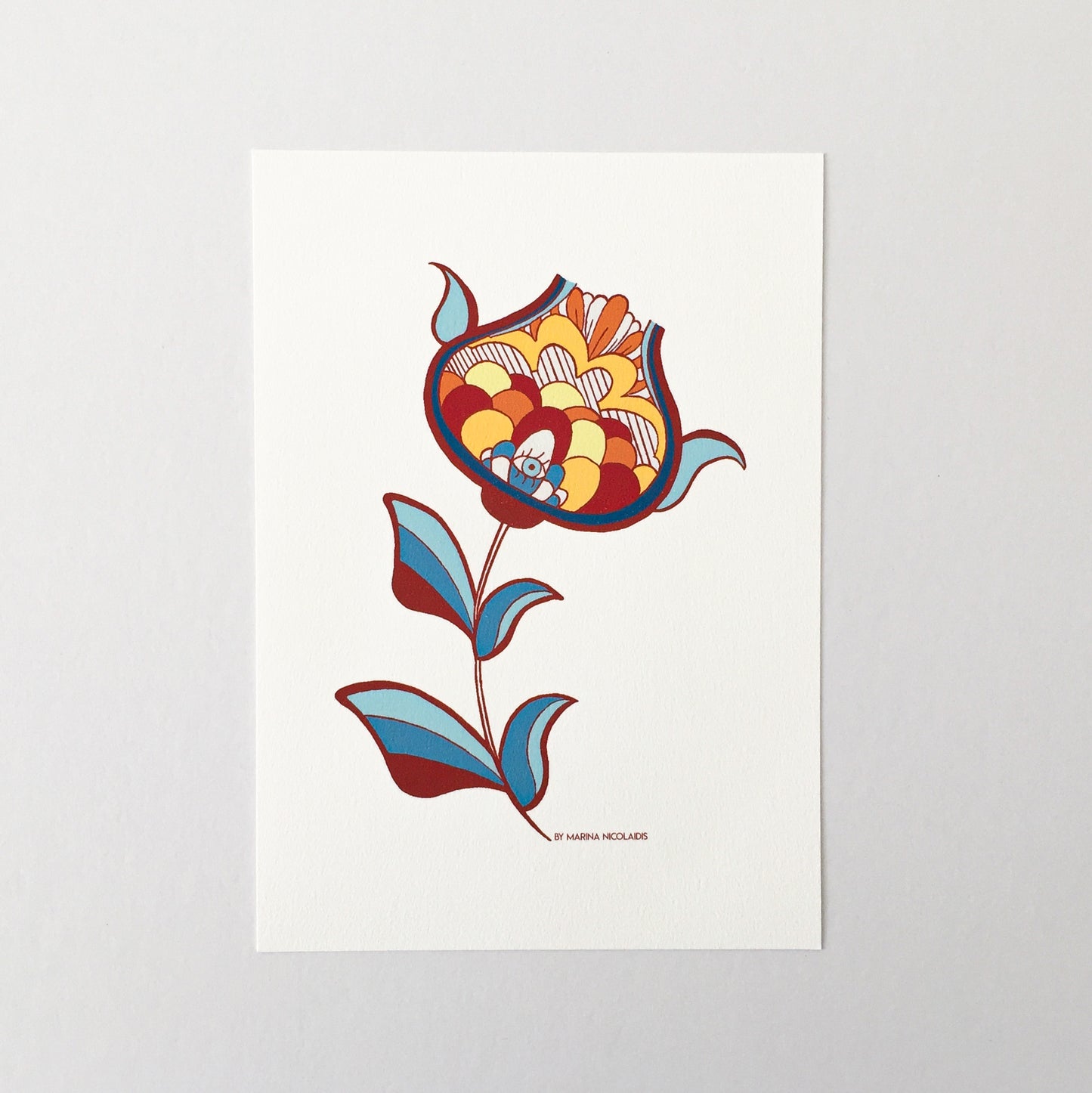 Folkloric flower art print