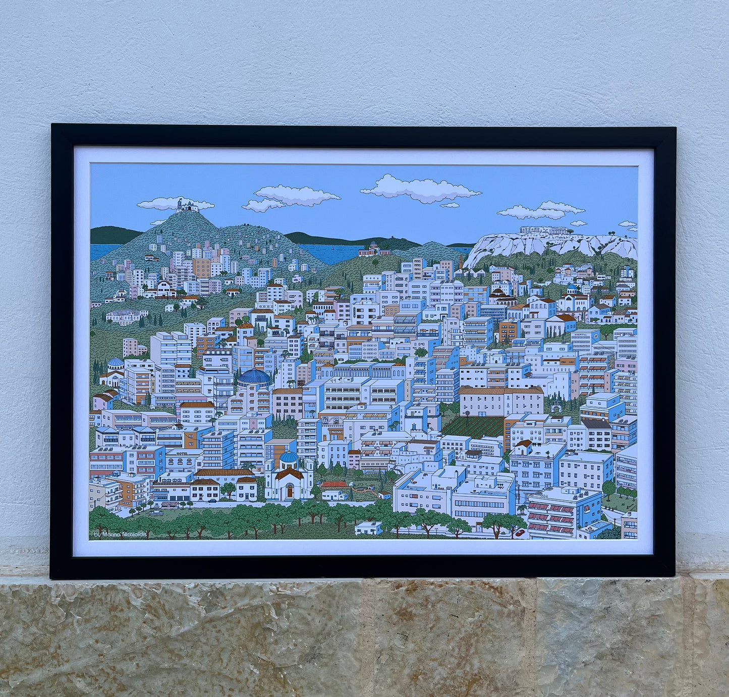 Athens city art print and poster