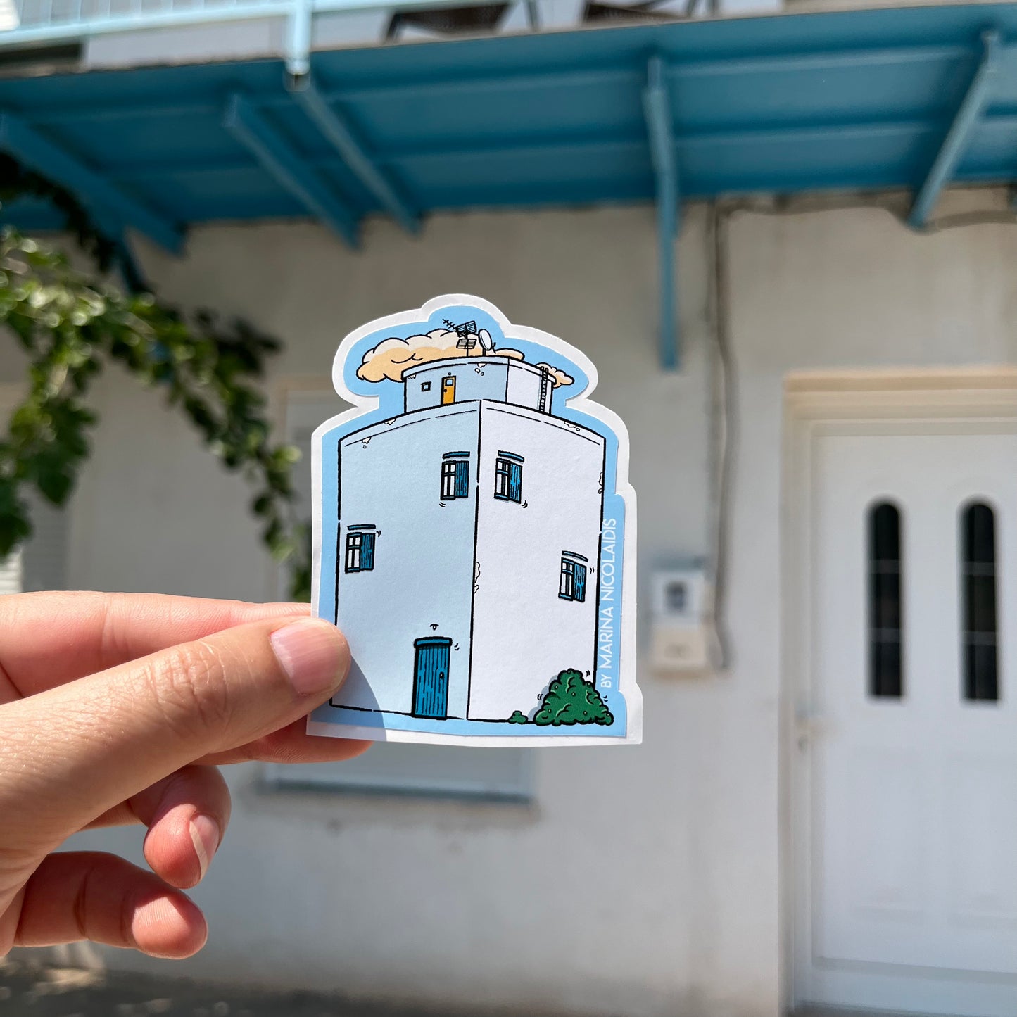 Athens building in the cloud sticker