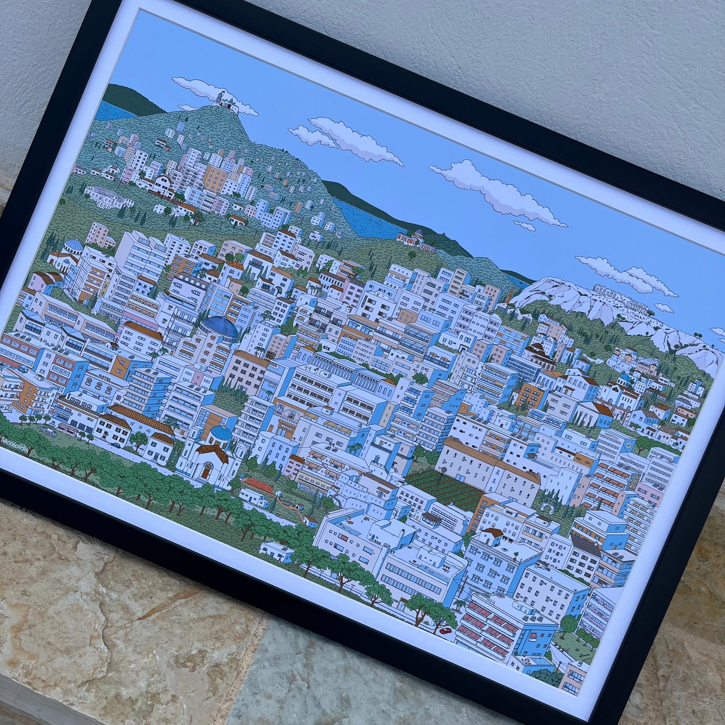 Athens city art print and poster