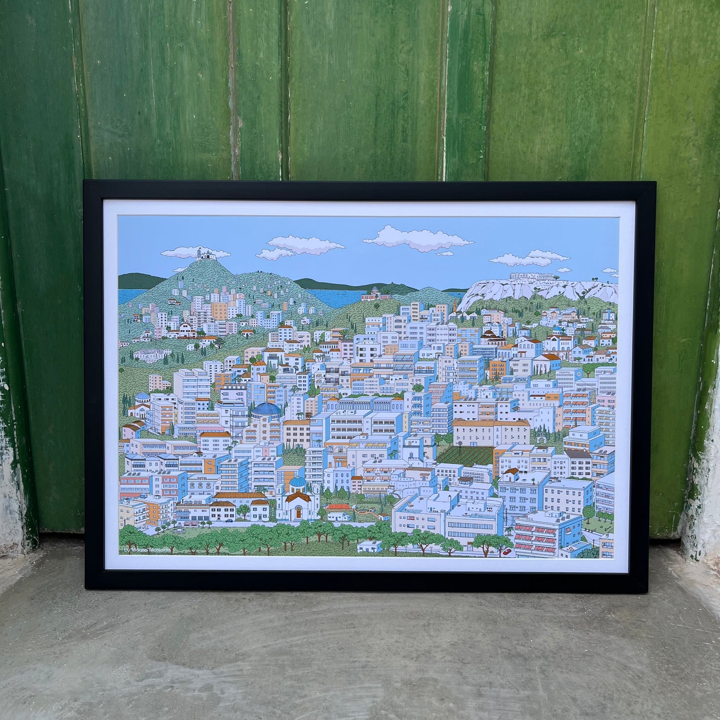Athens city art print and poster