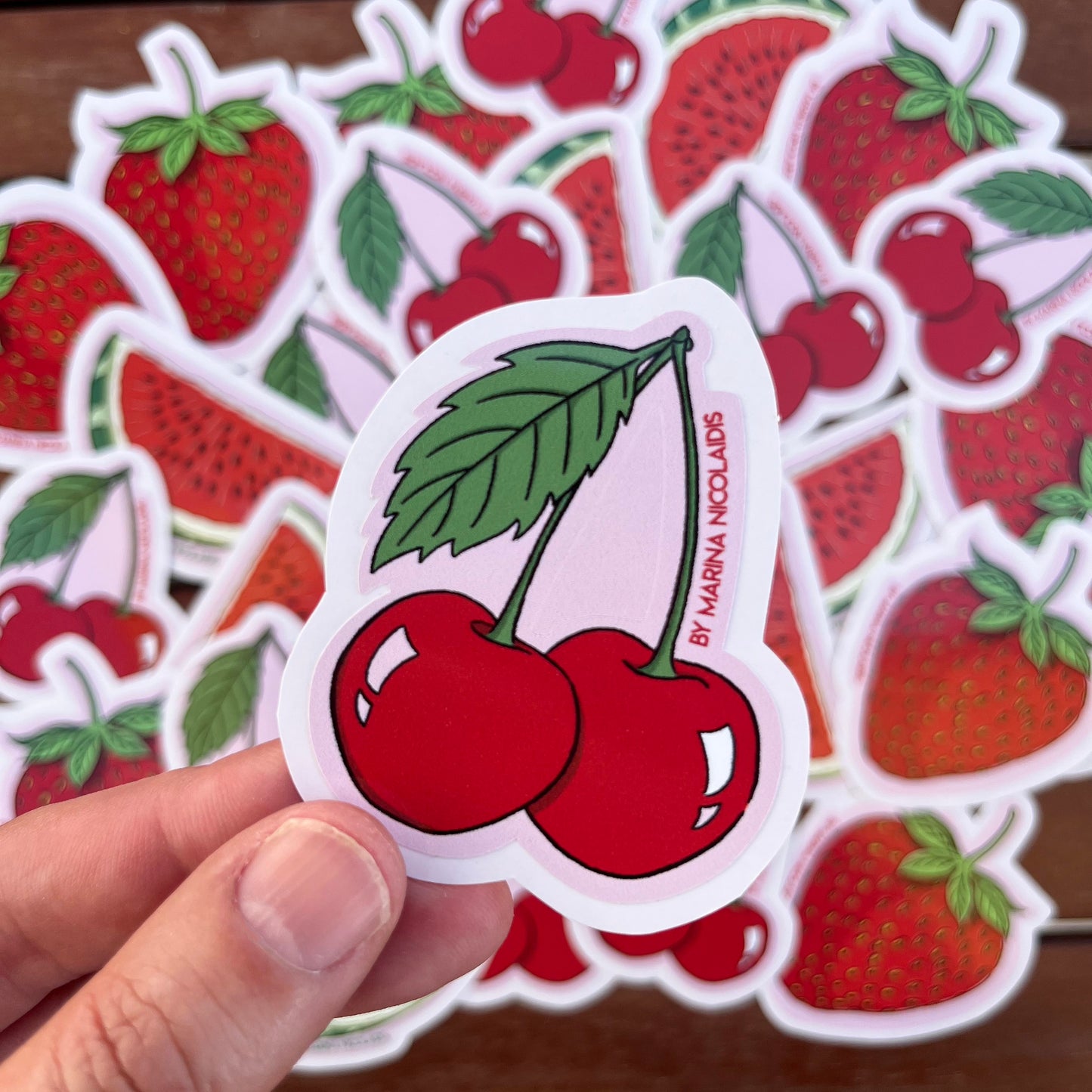 Strawberry, watermelon or cherry sticker