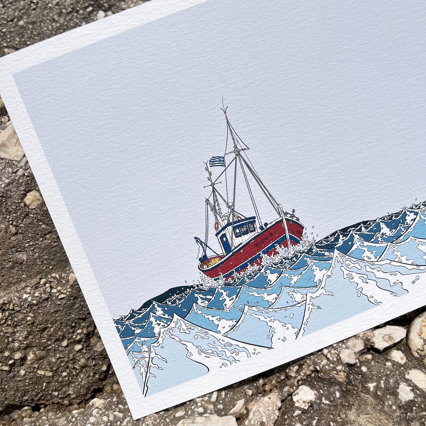 Fishing Boat in a Wild Sea art print