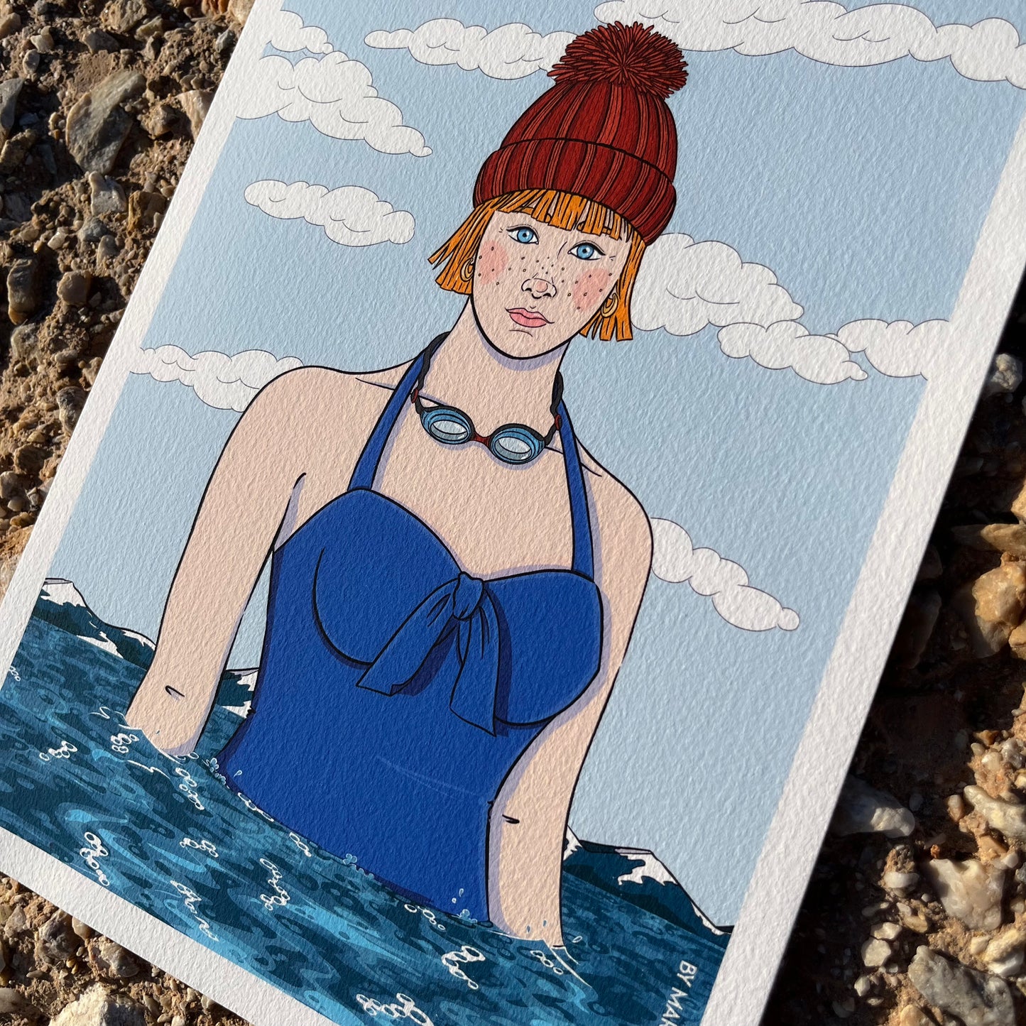 Winter swimmer art print