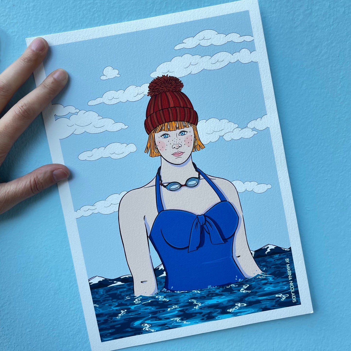 Winter swimmer art print