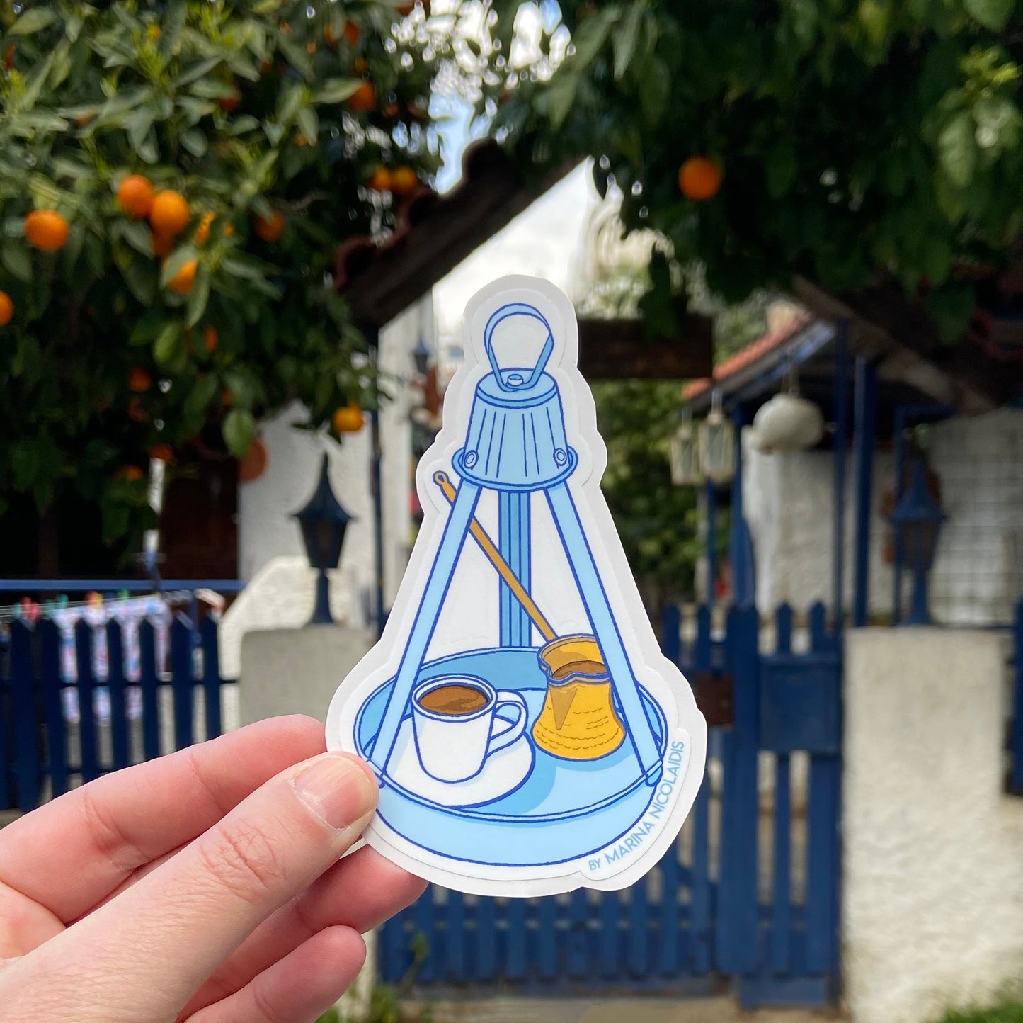 Greek coffee sticker