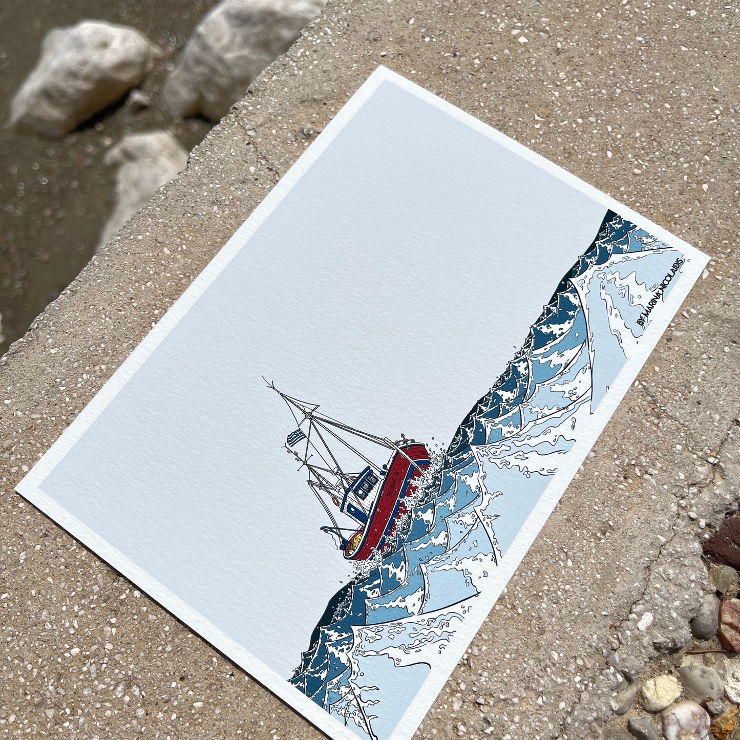 Fishing Boat in a Wild Sea art print