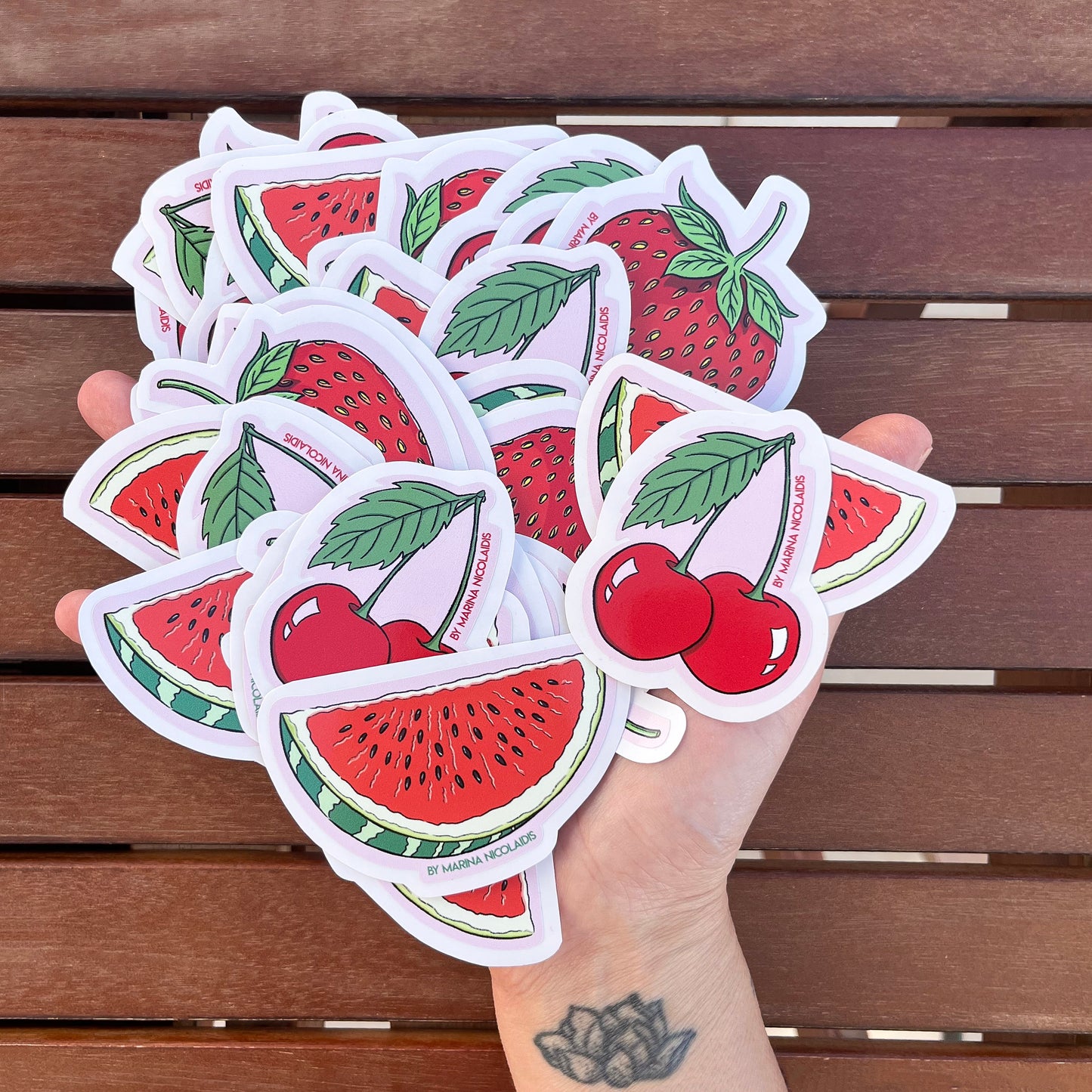 Strawberry, watermelon or cherry sticker