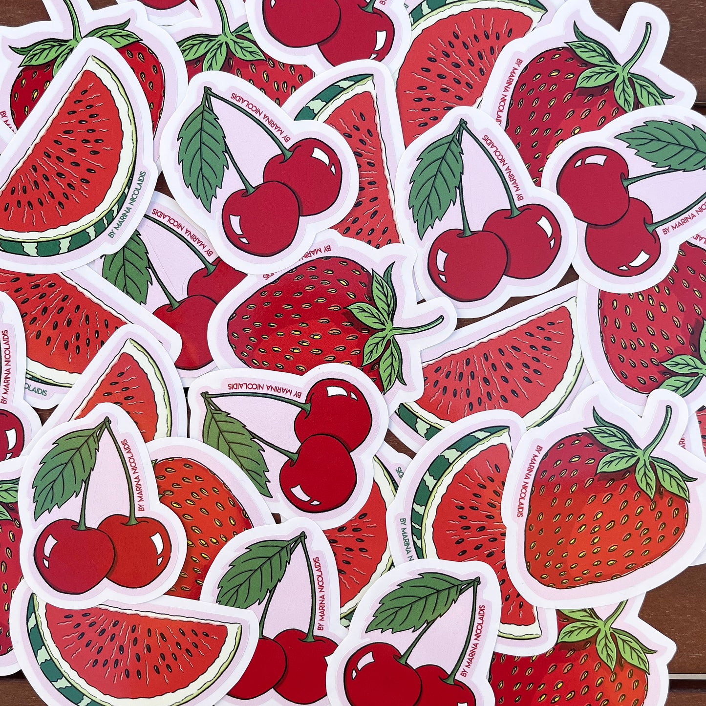 Strawberry, watermelon or cherry sticker