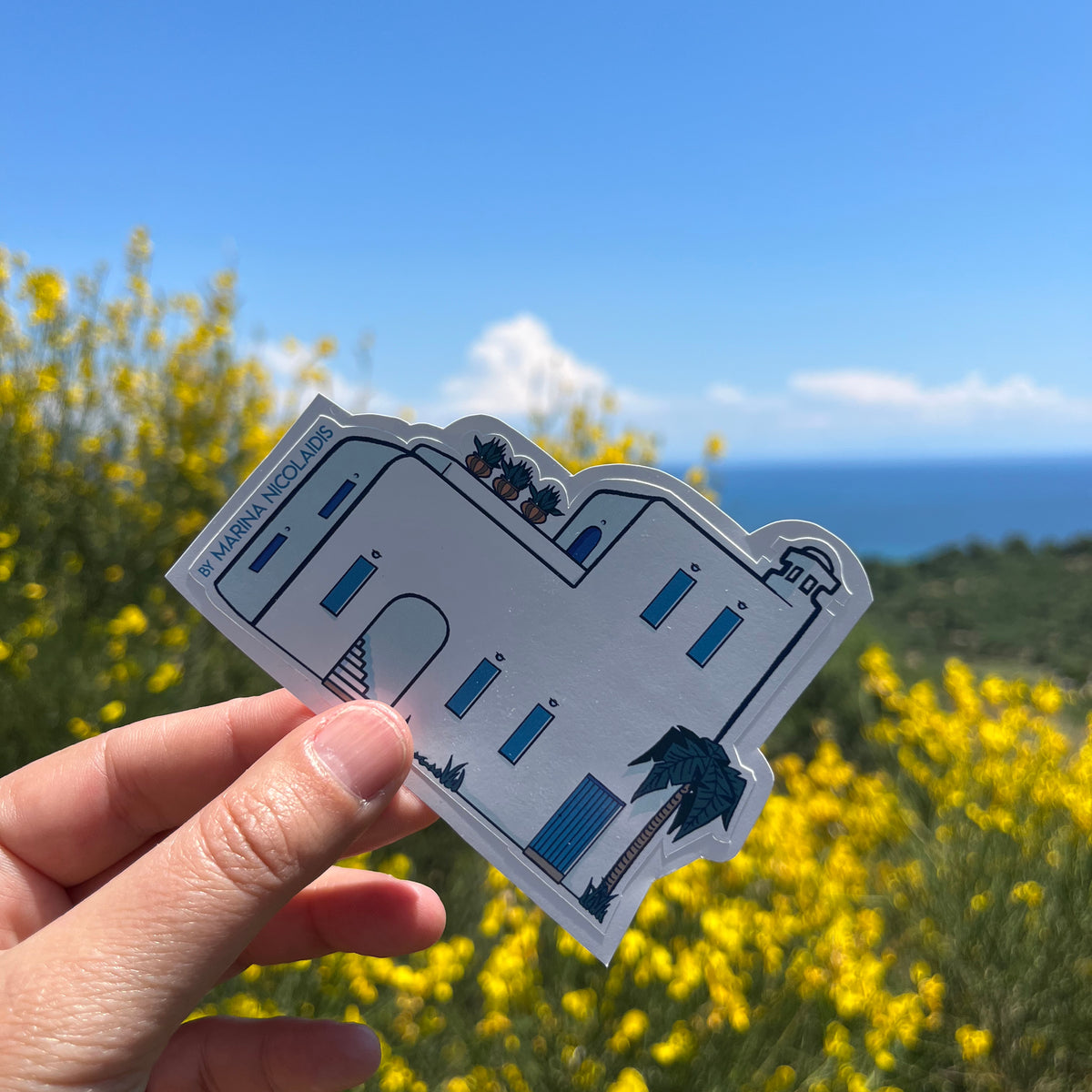 Greek Sticker Buildings Big village house sticker – mygreekworld - Marina Nikolaidou