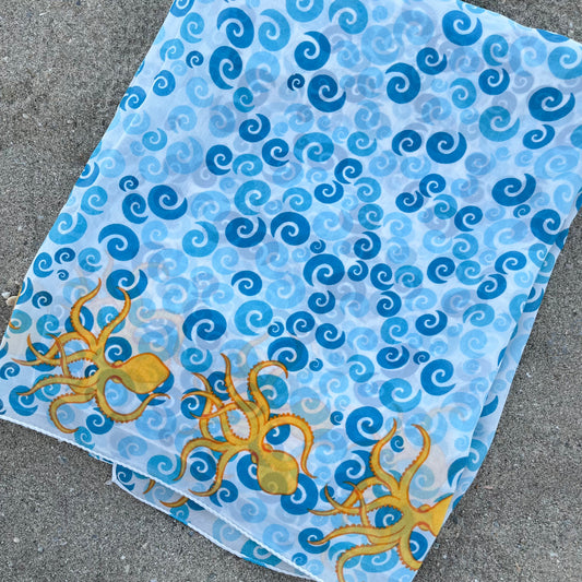 Greek silk pareo Octopus