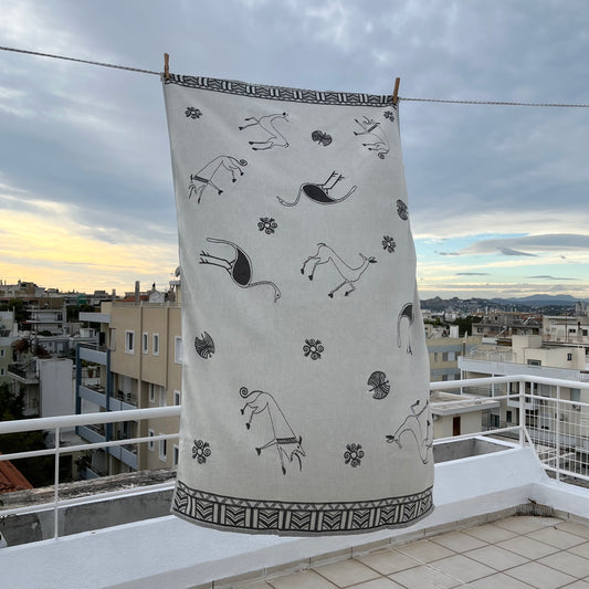 Animals woven bath towel