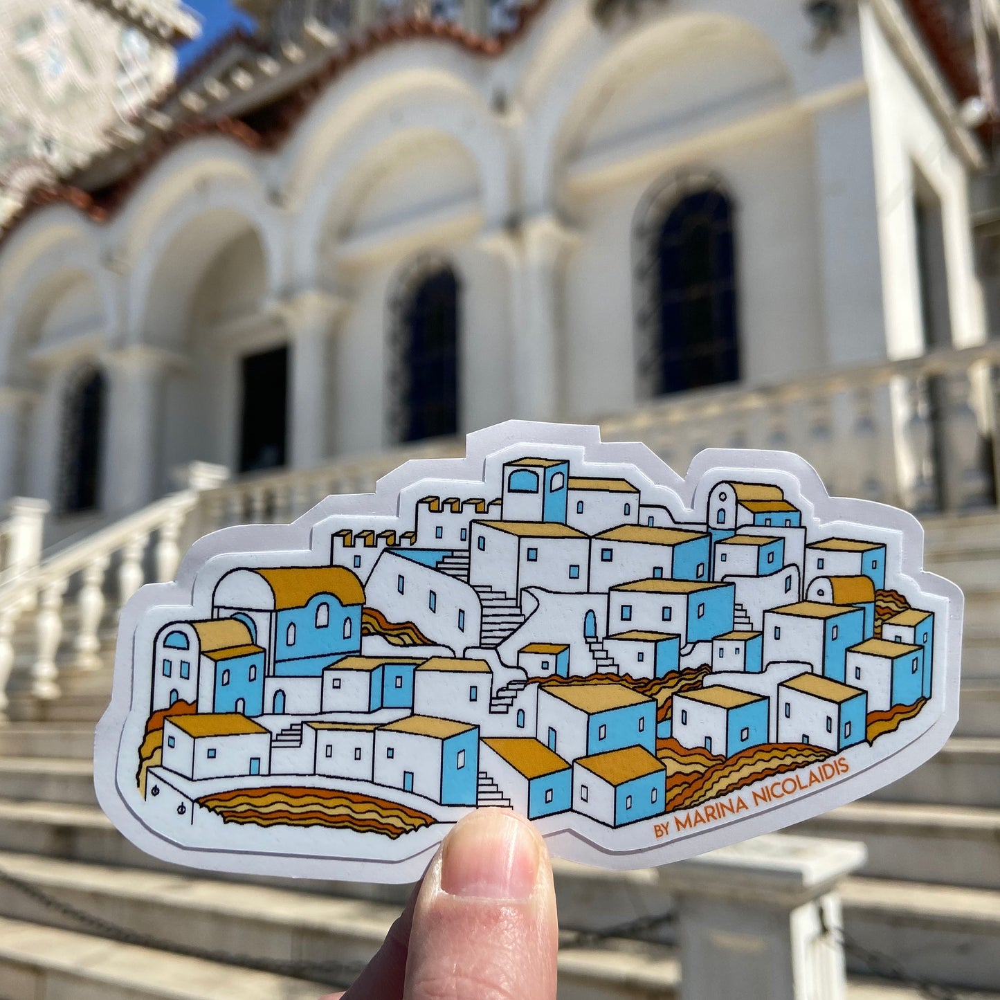 Greek village sticker