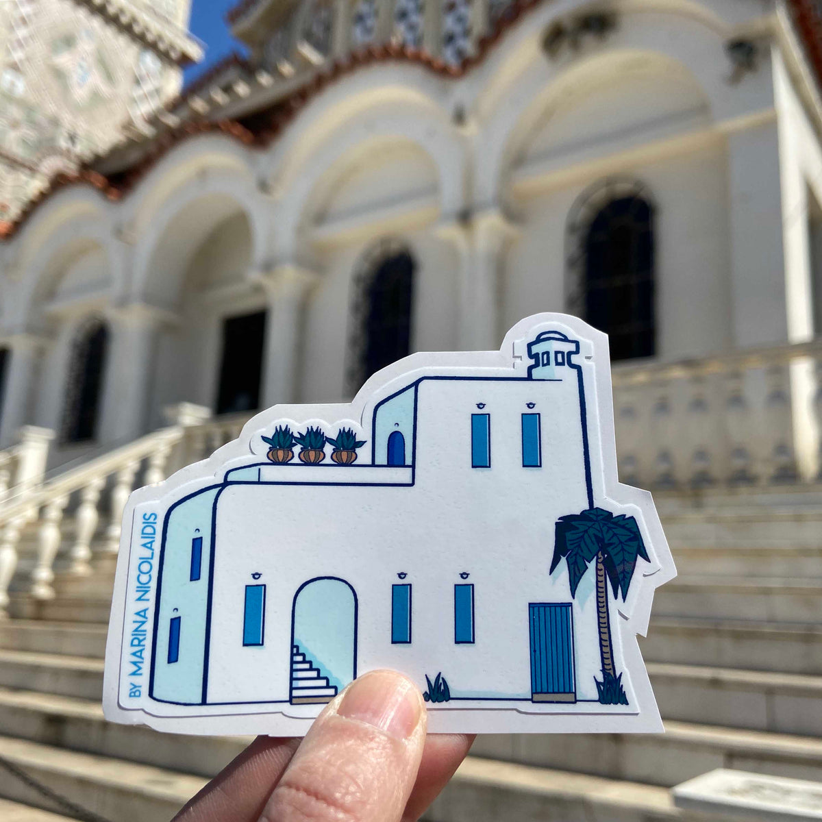 Greek Sticker Buildings Big village house sticker – mygreekworld - Marina Nikolaidou