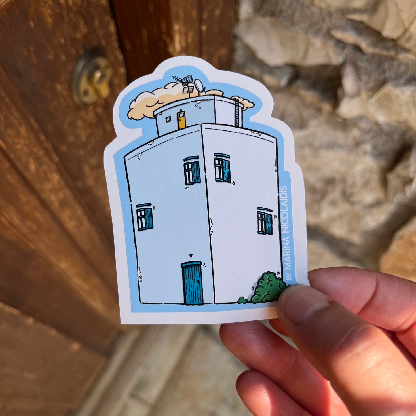 Athens building in the cloud sticker