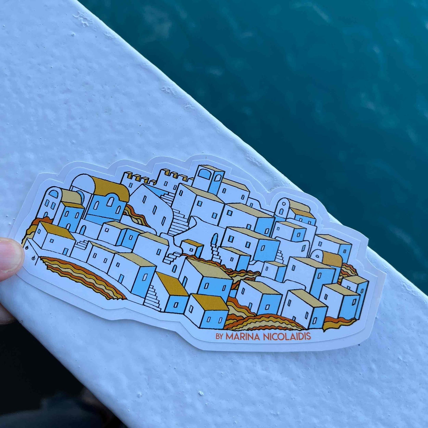 Greek village sticker