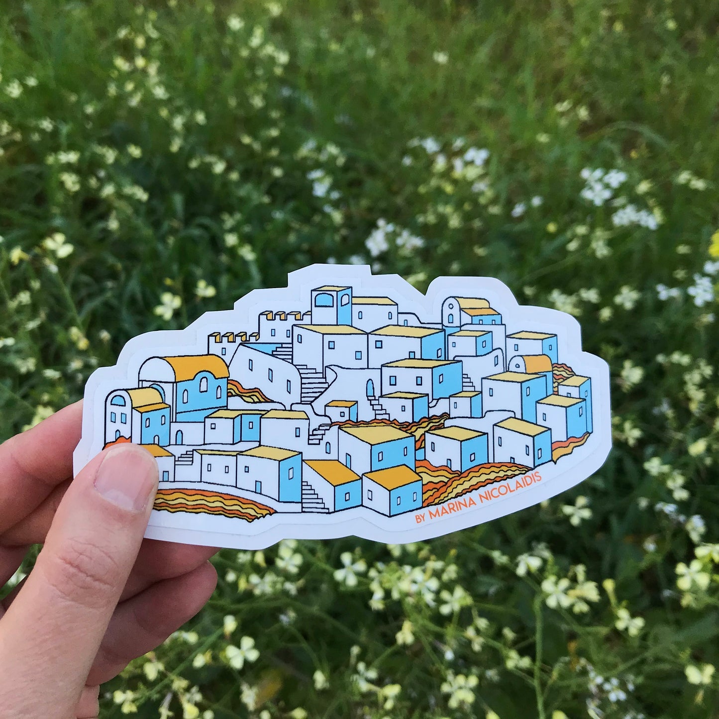 Greek village sticker