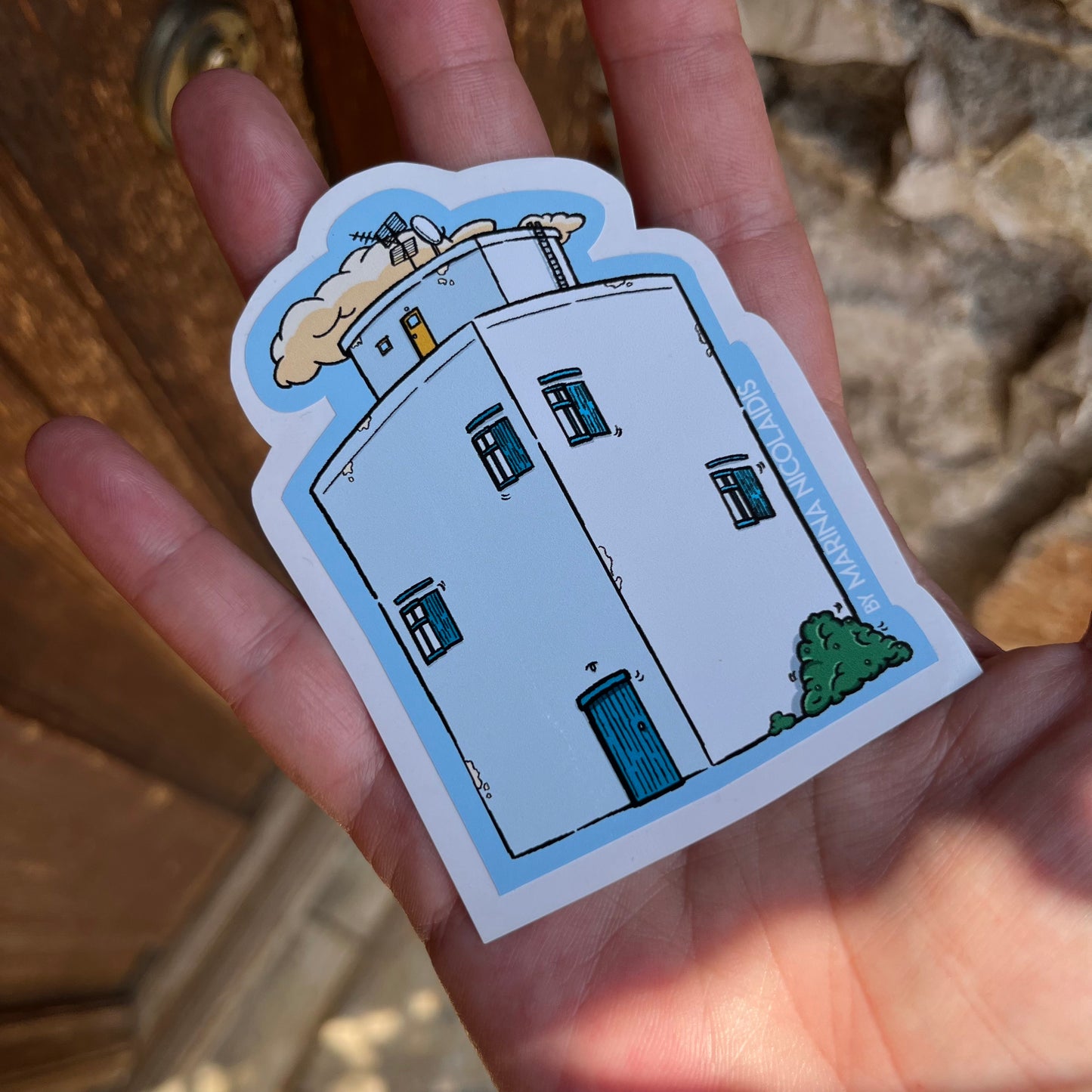 Athens building in the cloud sticker