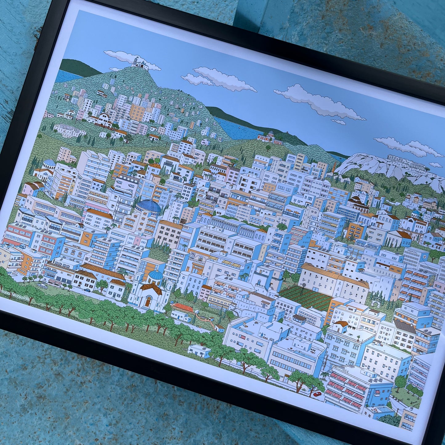 Athens city art print and poster