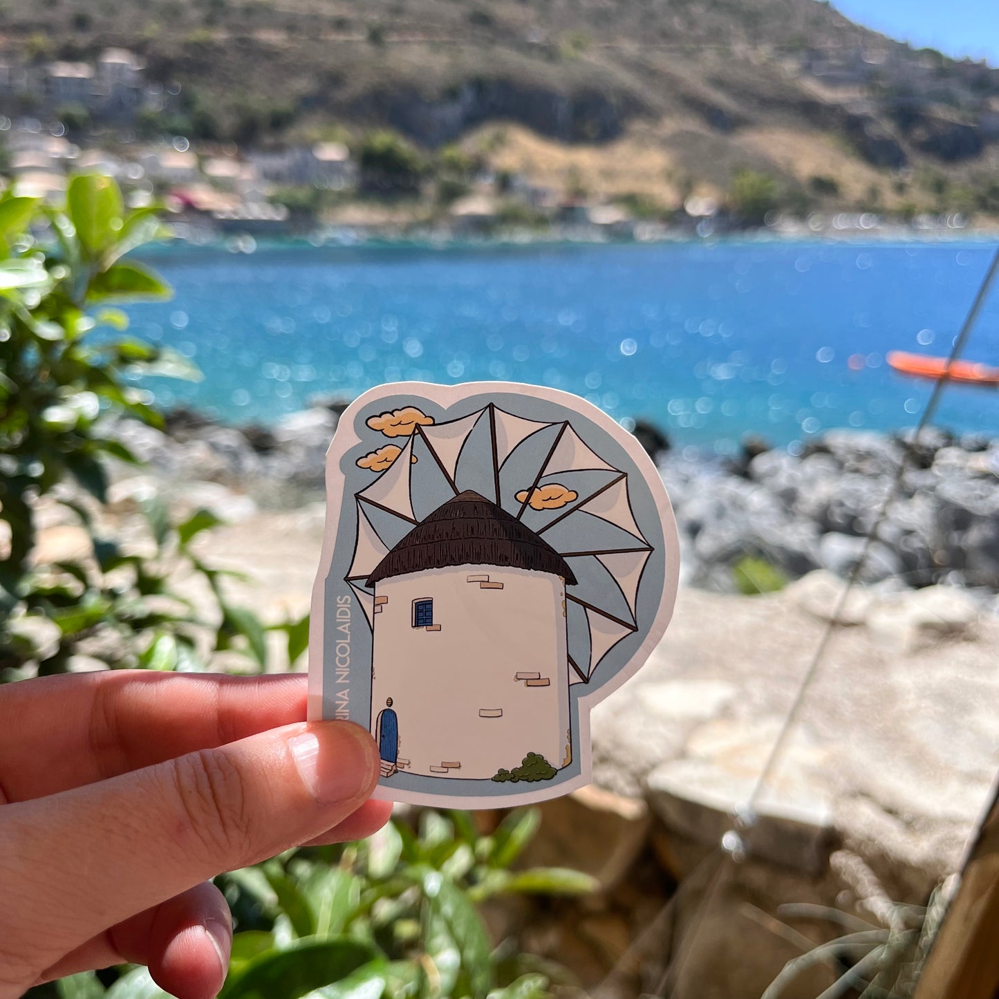 Greek windmill sticker