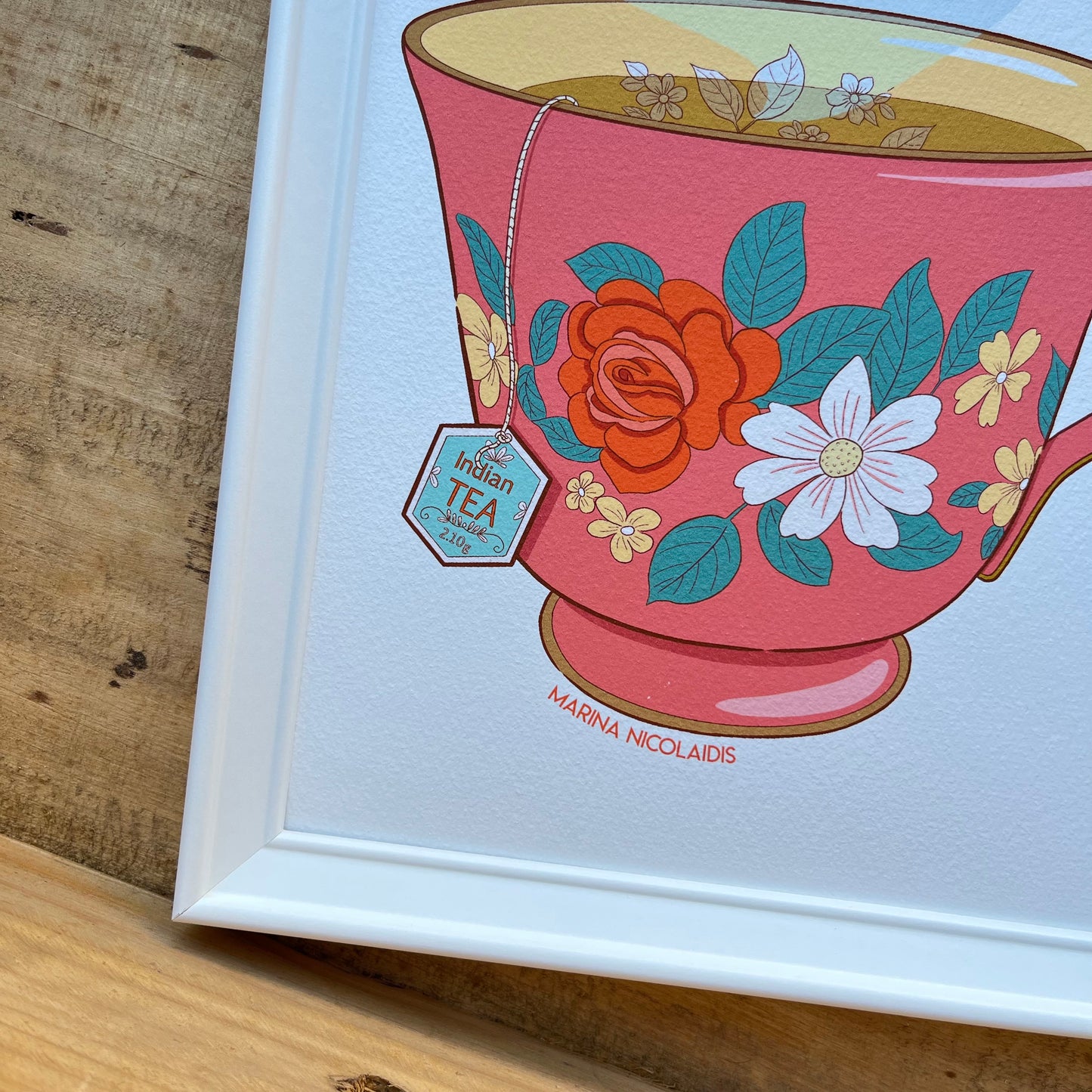 A floral cup of tea art print