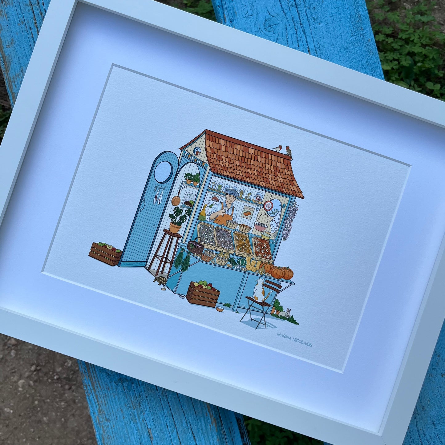 The mushrooms and pumpkins seller