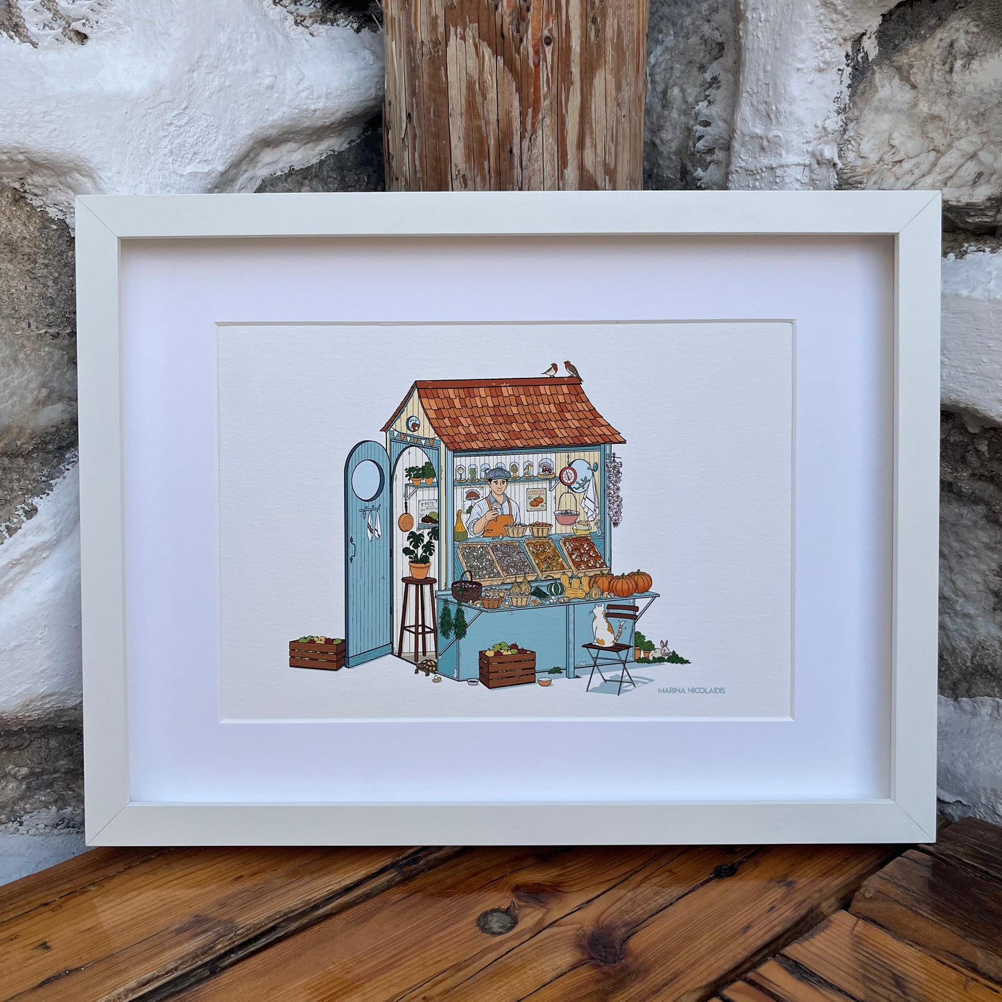 The mushrooms and pumpkins seller